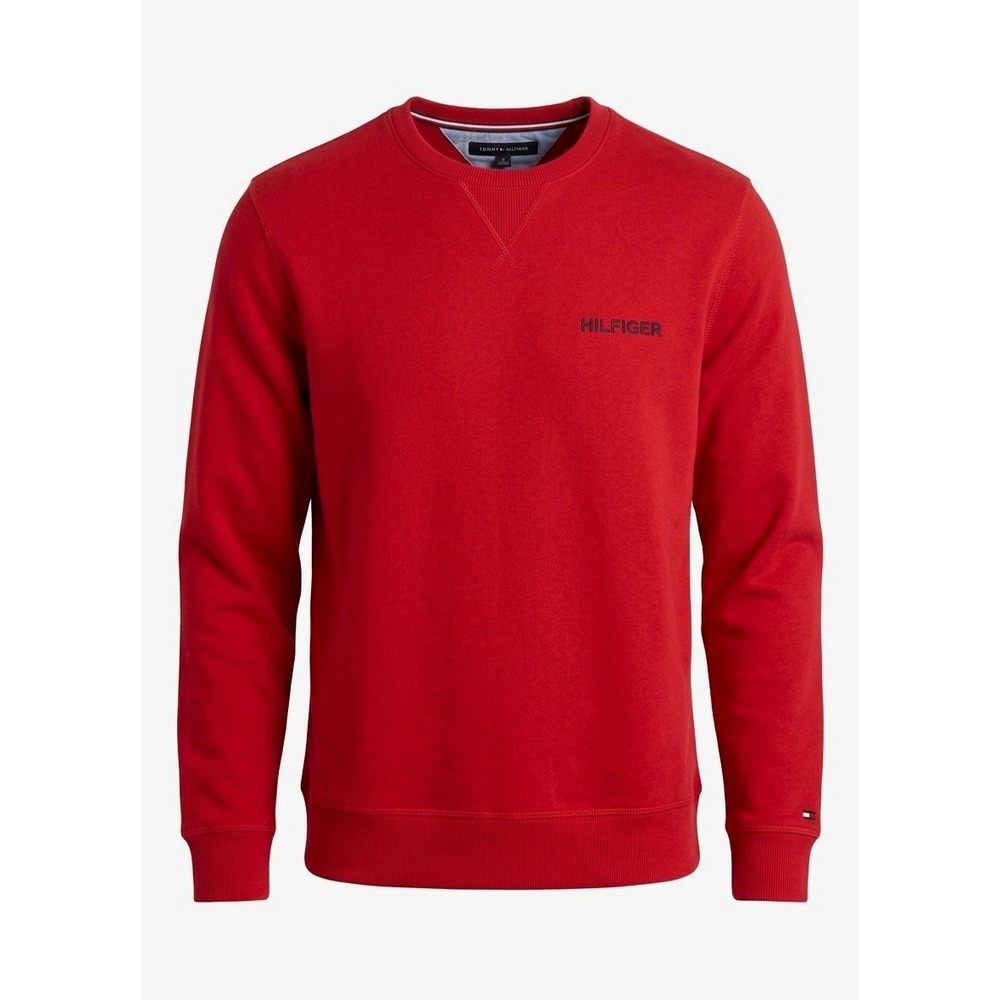 Tommy Hilfiger Men's Red Crewneck Sweatshirt Embroidered Logo Size Large